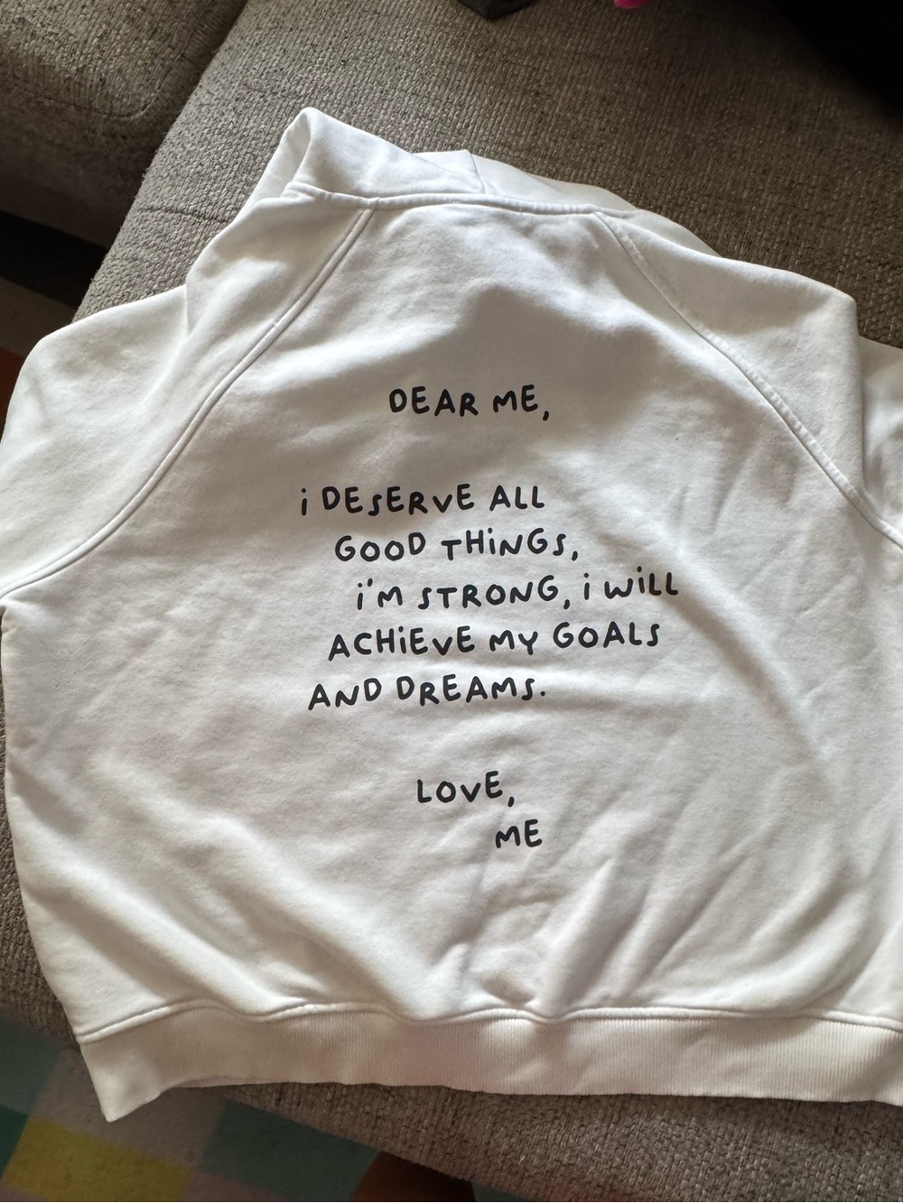 White 'Dear Me' Inspirational Hoodie